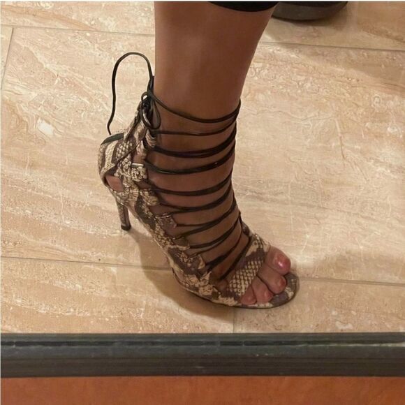 AQUAZZURA FIRENZE Gladiator - Snakeskin print stiletto heels - Picture 6 of 15